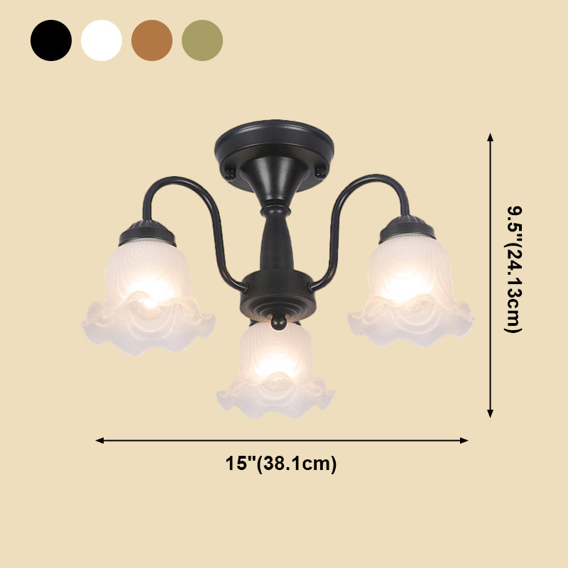 Traditional Style Flush Mount Light Flower Shade Bedroom Drawing Room Ceiling Lamp