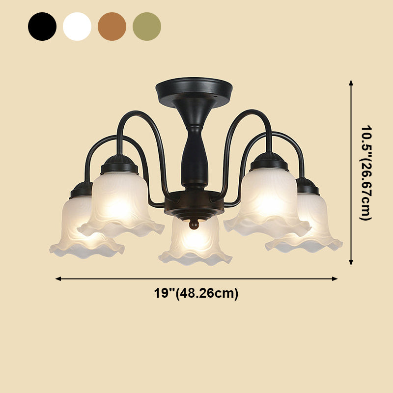 Traditional Style Flush Mount Light Flower Shade Bedroom Drawing Room Ceiling Lamp