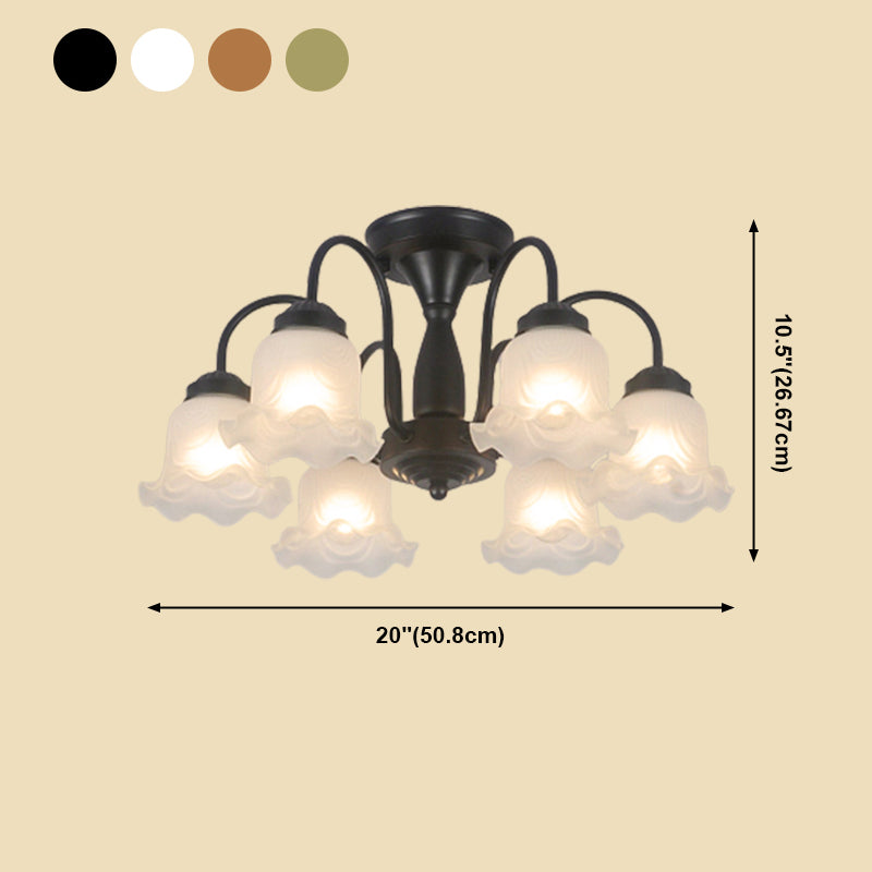 Traditional Style Flush Mount Light Flower Shade Bedroom Drawing Room Ceiling Lamp