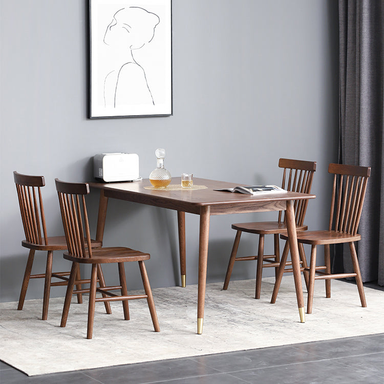 Mesa de comedor rectangular tradicional de madera sólida Mesa de comedor de madera con 4 patas