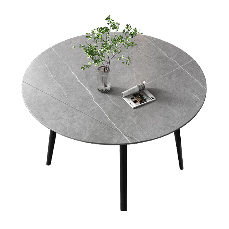 52" Extendable Round Dining Table Modern Adjustable Sintered Stone Top Table with 4 Legs