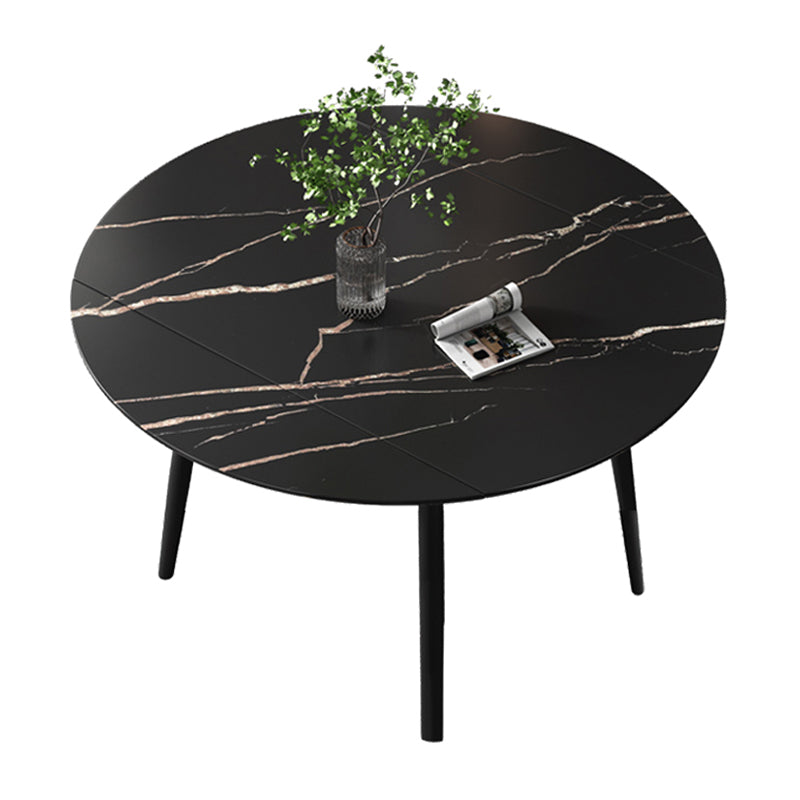 52" Extendable Round Dining Table Modern Adjustable Sintered Stone Top Table with 4 Legs