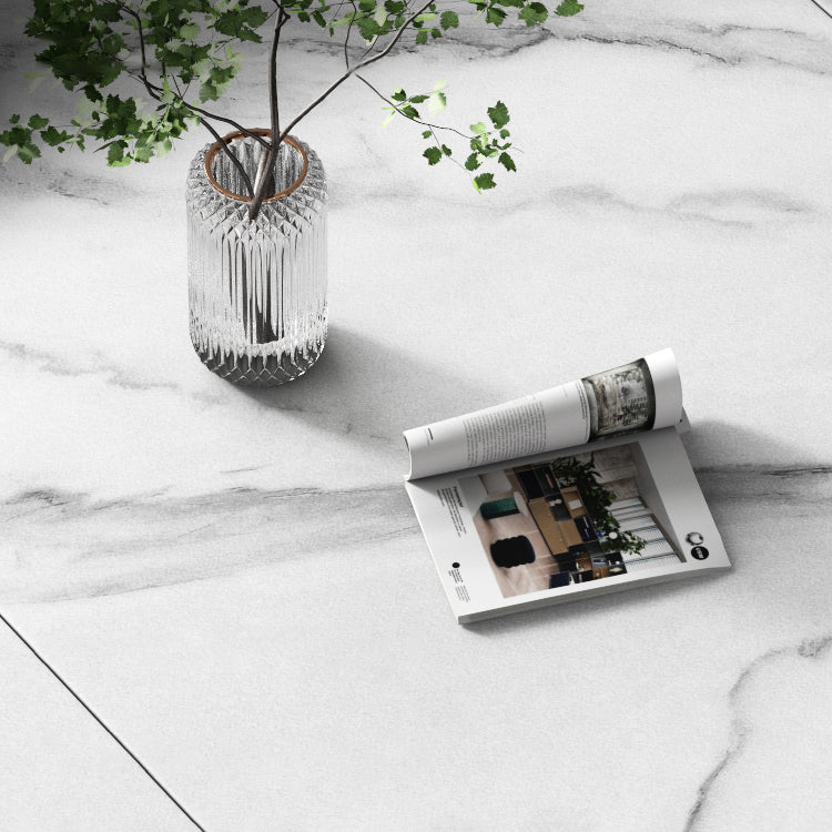 52" Extendable Round Dining Table Modern Adjustable Sintered Stone Top Table with 4 Legs