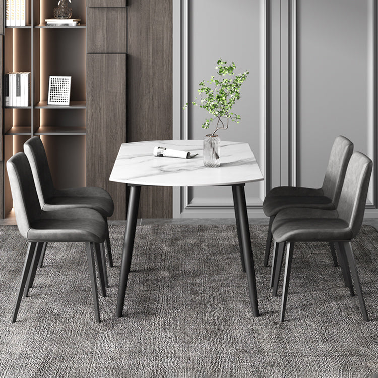 52" Extendable Round Dining Table Modern Adjustable Sintered Stone Top Table with 4 Legs