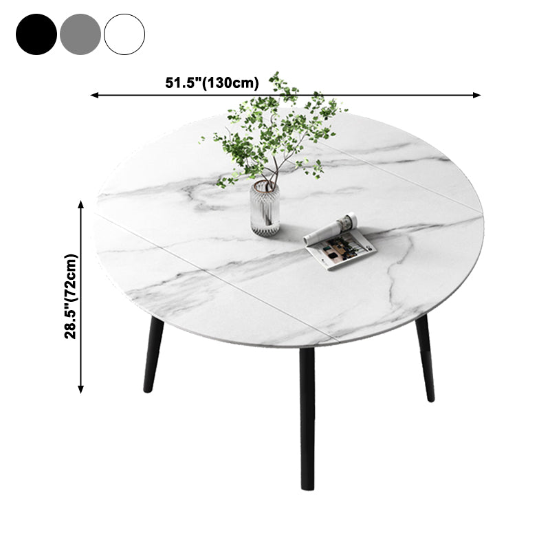 52" Extendable Round Dining Table Modern Adjustable Sintered Stone Top Table with 4 Legs