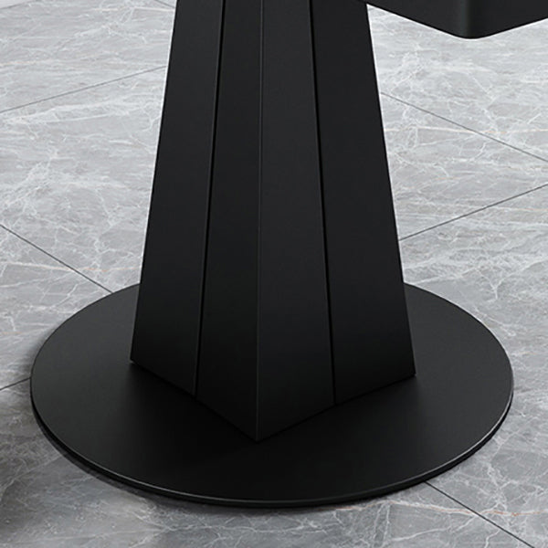 Mesa de comedor redonda extensible Mesa de piedra sinterizada moderna con pedestal negro