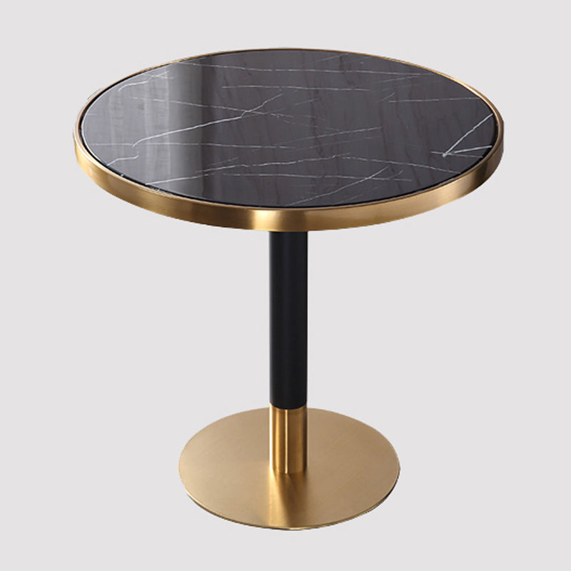 Table à manger en marbre, Table ronde à Base métallique à piédestal unique pour la maison