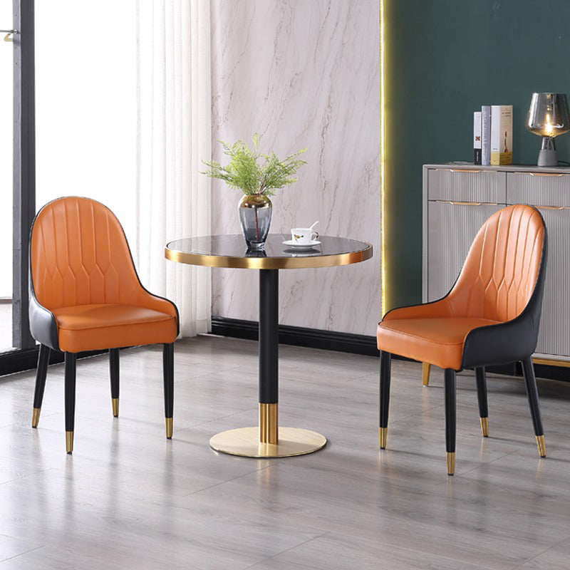 Table à manger en marbre, Table ronde à Base métallique à piédestal unique pour la maison