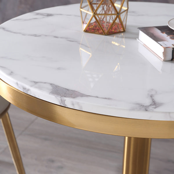Table à manger en marbre, Table ronde à Base métallique à piédestal unique pour la maison
