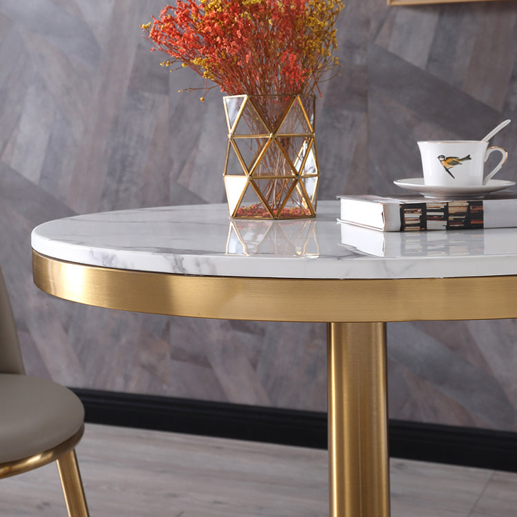 Table à manger en marbre, Table ronde à Base métallique à piédestal unique pour la maison