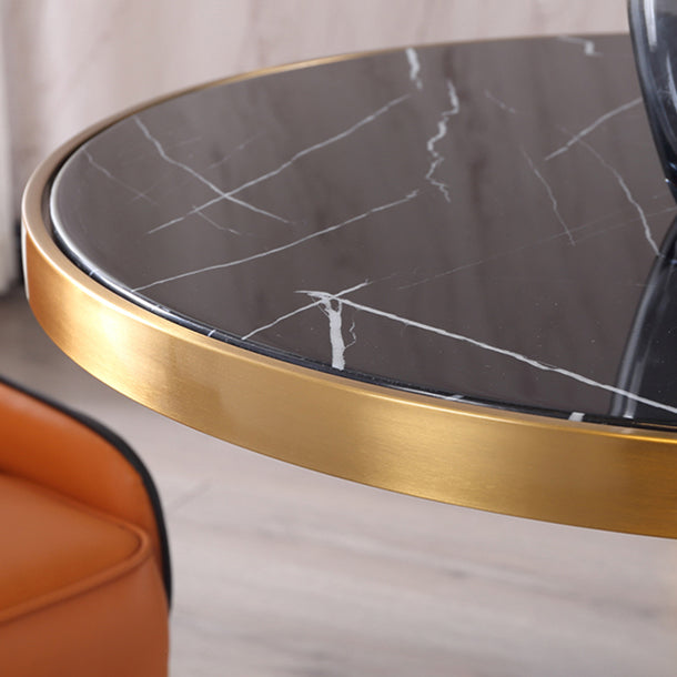 Table à manger en marbre, Table ronde à Base métallique à piédestal unique pour la maison