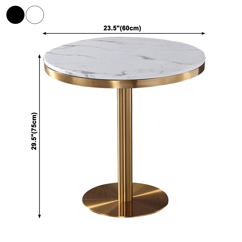 Table à manger en marbre, Table ronde à Base métallique à piédestal unique pour la maison