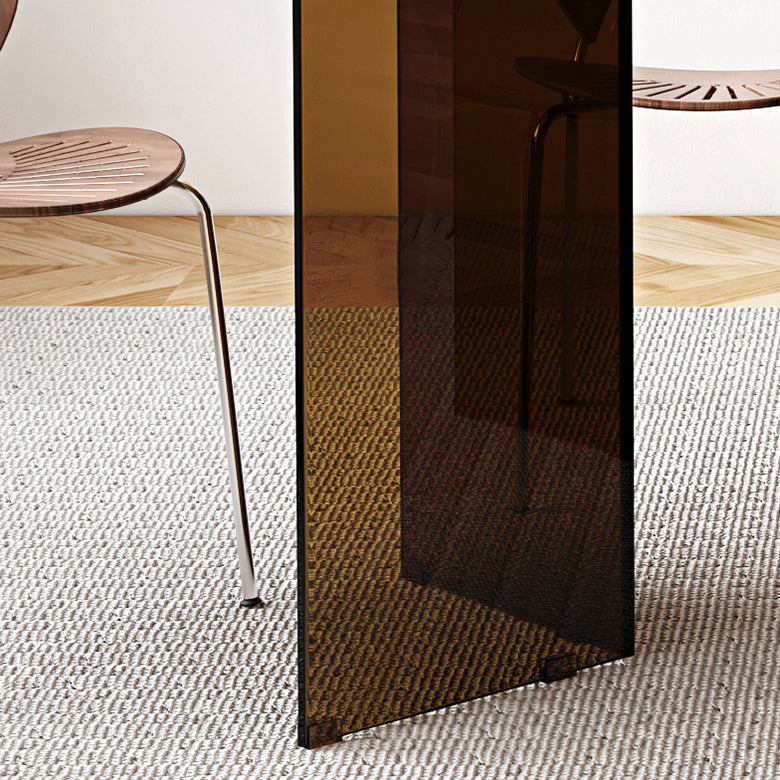 Table à manger en verre trempé, Base à Double piédestal, Table de forme libre pour la maison