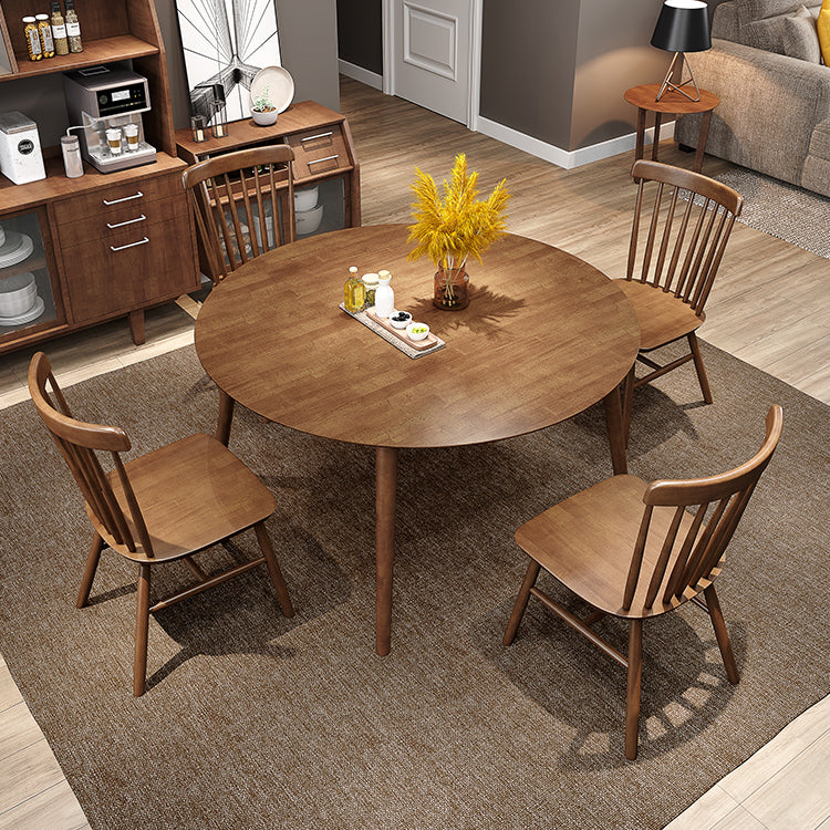 Mesa redonda de madera de goma para restaurantes Modern de comedor en naturaleza/nogal con 4 patas