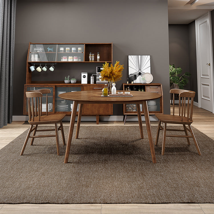 Mesa redonda de madera de goma para restaurantes Modern de comedor en naturaleza/nogal con 4 patas