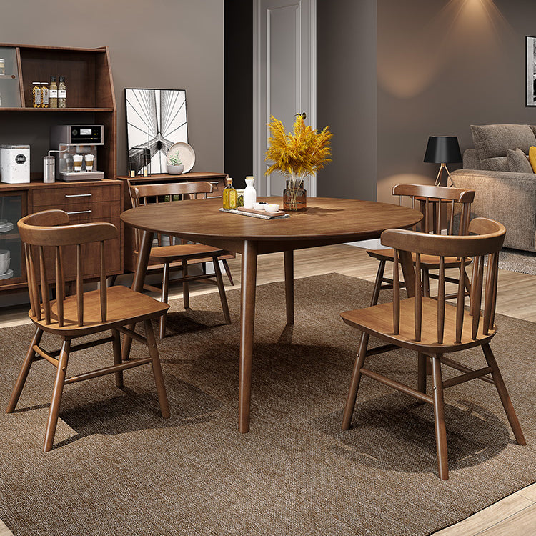 Mesa redonda de madera de goma para restaurantes Modern de comedor en naturaleza/nogal con 4 patas