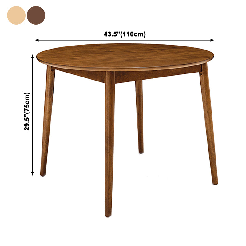 Mesa redonda de madera de goma para restaurantes Modern de comedor en naturaleza/nogal con 4 patas