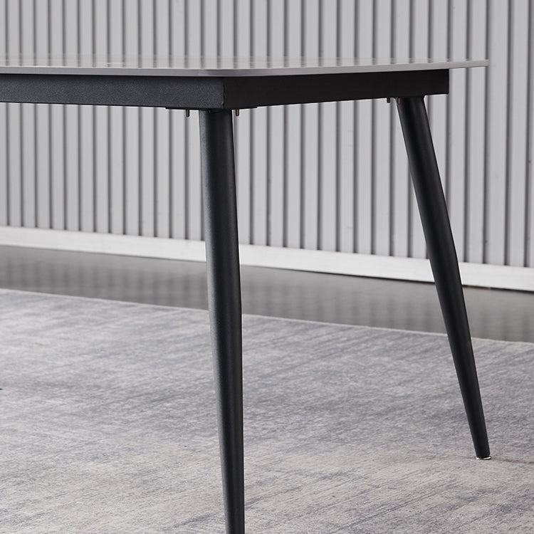 Industrial Style Home Sintered Stone Dining Table 4 Legs Carbon Steel Base Rectangle Table
