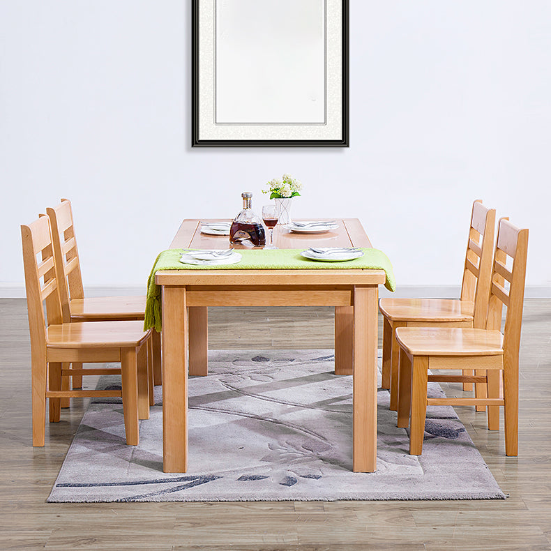 Rectangle Beech Wood Table in Nature Modern Dining Table with 4 Legs for Restaurant