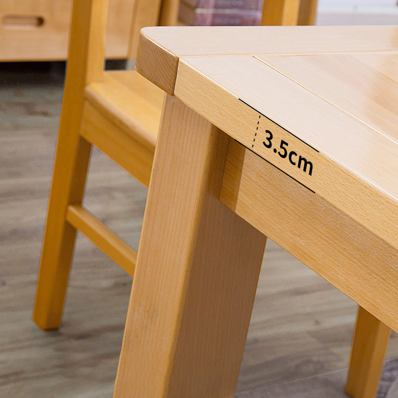 Rectangle Beech Wood Table in Nature Modern Dining Table with 4 Legs for Restaurant