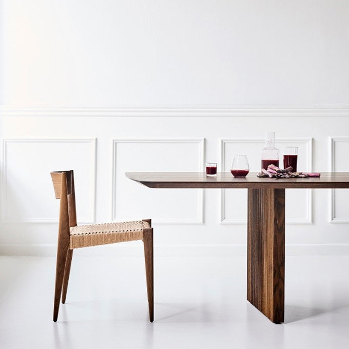 Simplicity Rectangle Dining Table Pine Solid Wood Table with Double Pedestal