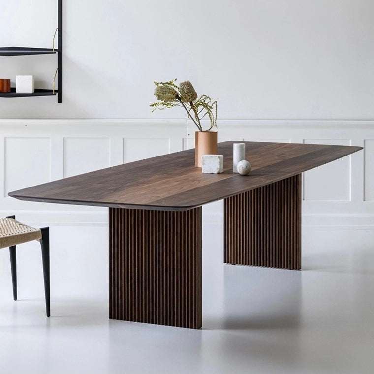 Simplicity Rectangle Dining Table Pine Solid Wood Table with Double Pedestal