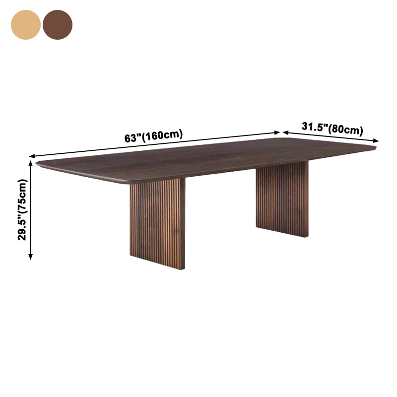 Simplicity Rectangle Dining Table Pine Solid Wood Table with Double Pedestal