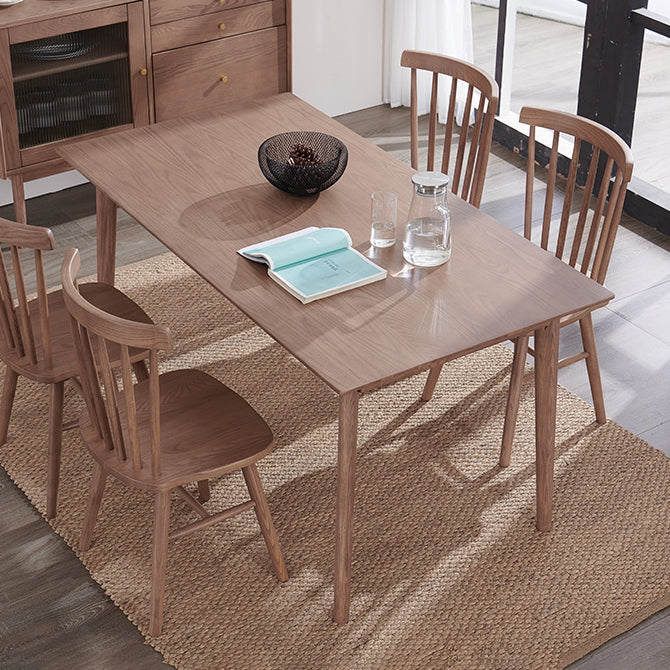 Rectangle Ash Wood Table in Nature/Walnut Modern Dining Table with 4 Legs for Restaurant