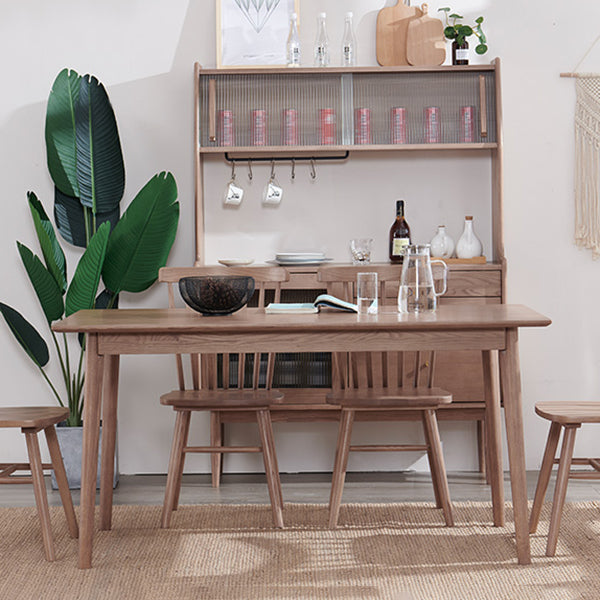 Rectangle Ash Wood Table in Nature/Walnut Modern Dining Table with 4 Legs for Restaurant