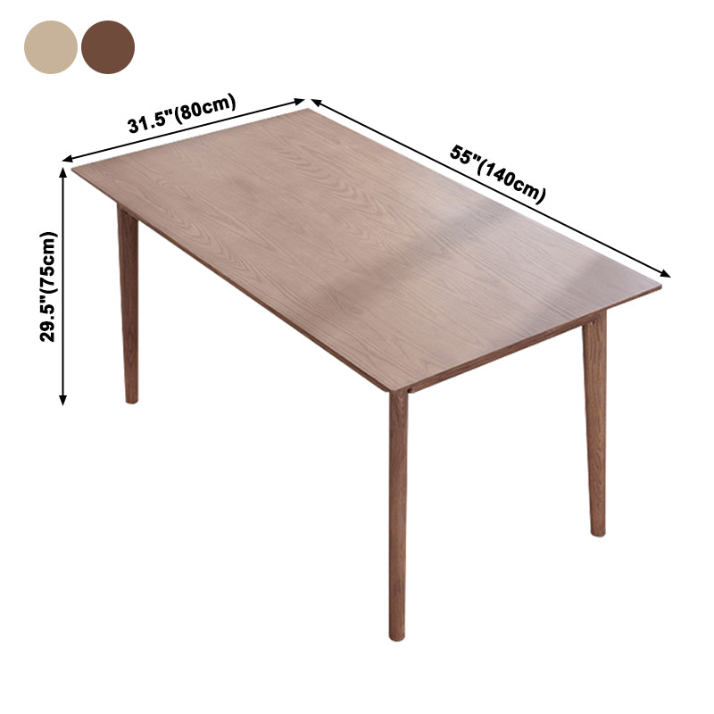 Rectangle Ash Wood Table in Nature/Walnut Modern Dining Table with 4 Legs for Restaurant