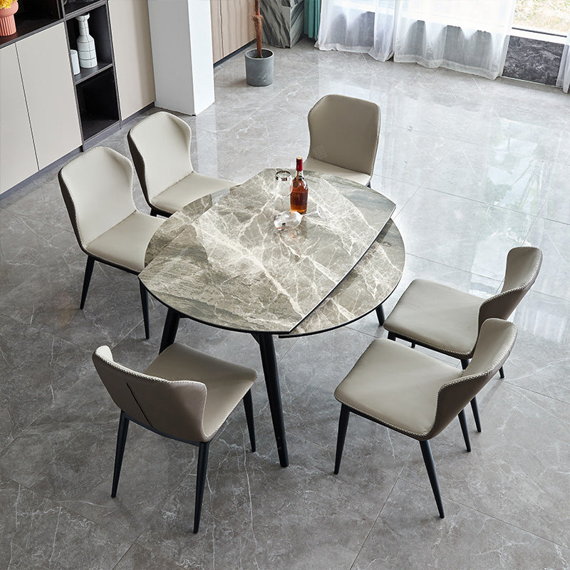 Eenvoud Ronde Eetkamertafel Gesinterde stenen tafel met 4 zwarte poten