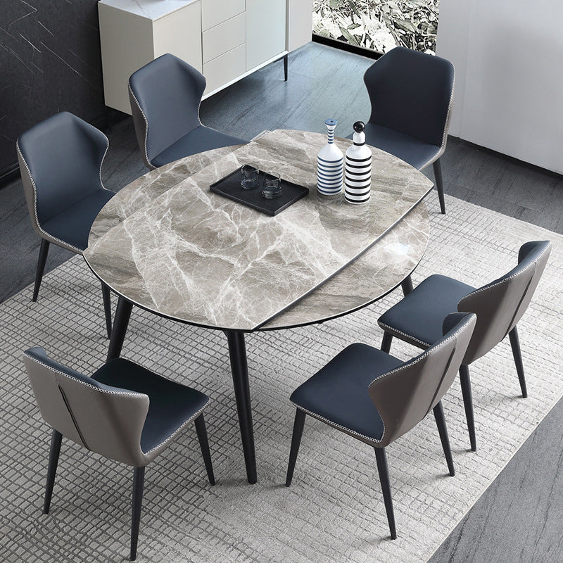 Eenvoud Ronde Eetkamertafel Gesinterde stenen tafel met 4 zwarte poten