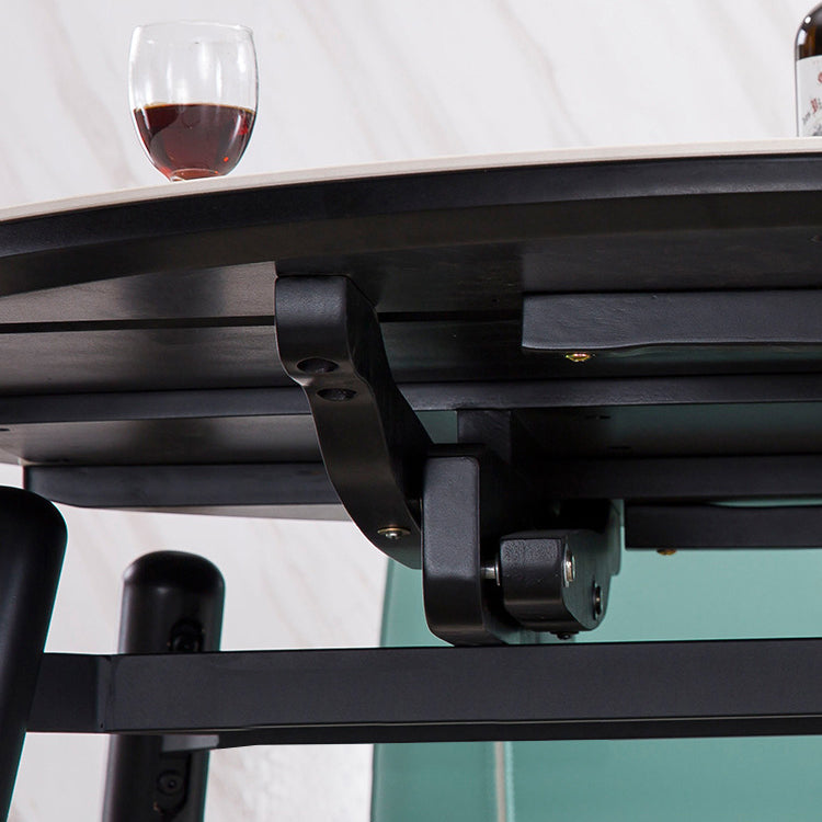 Eenvoud Ronde Eetkamertafel Gesinterde stenen tafel met 4 zwarte poten