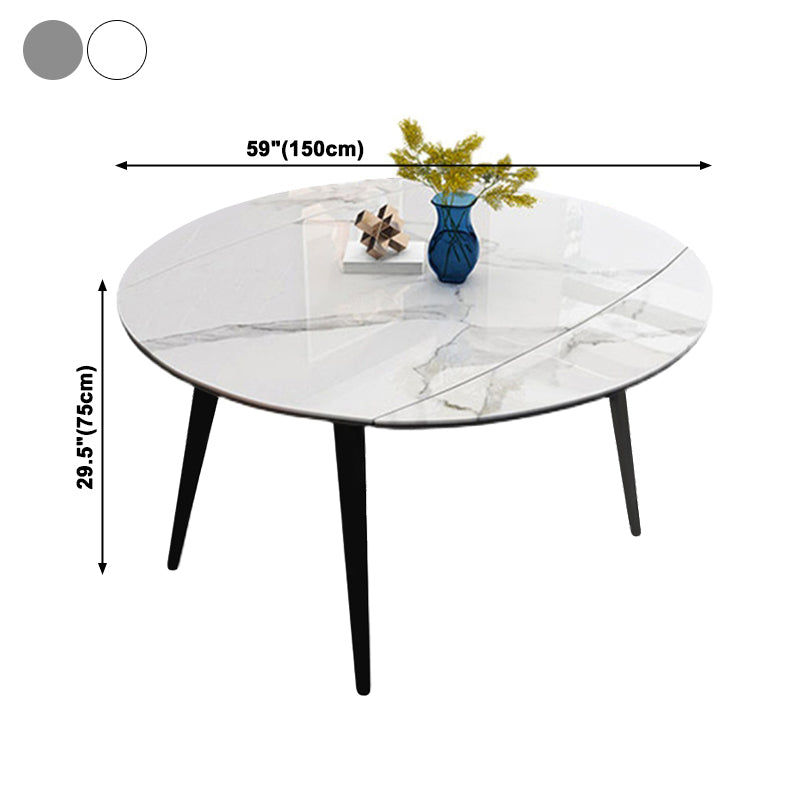 Eenvoud Ronde Eetkamertafel Gesinterde stenen tafel met 4 zwarte poten