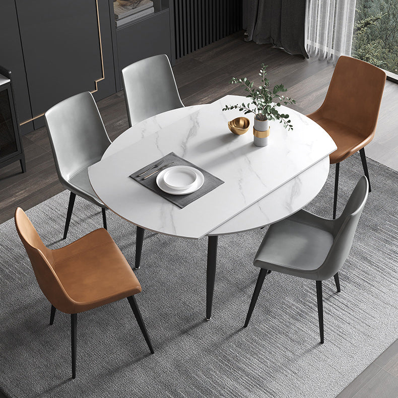 Uitschuifbare ronde tafel van gesinterd stenen blad voor restaurant Moderne eettafel met 4 poten