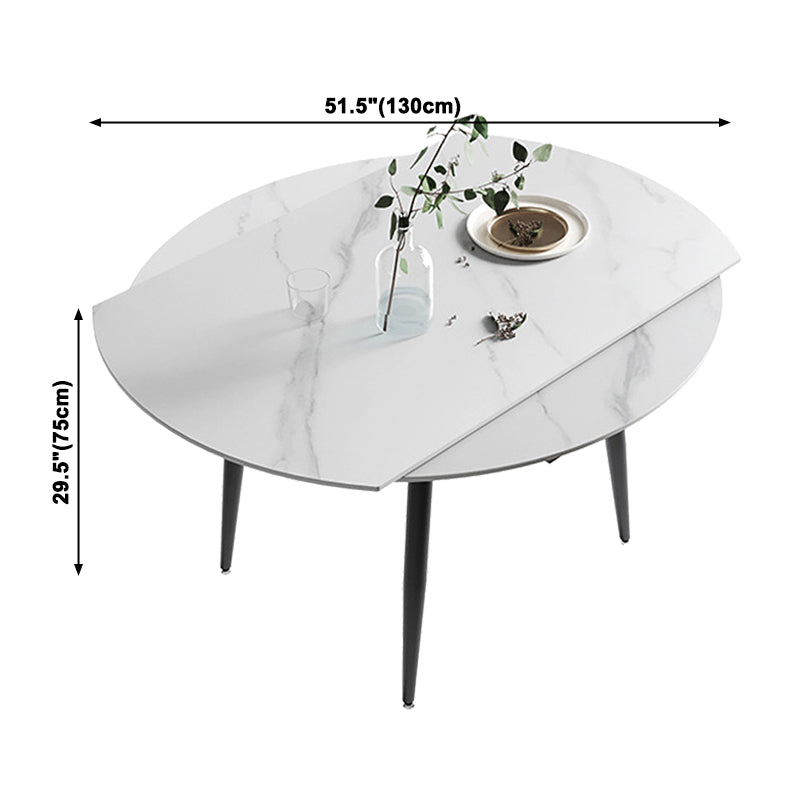 Uitschuifbare ronde tafel van gesinterd stenen blad voor restaurant Moderne eettafel met 4 poten