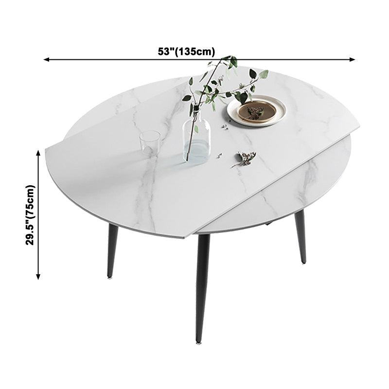 Uitschuifbare ronde tafel van gesinterd stenen blad voor restaurant Moderne eettafel met 4 poten