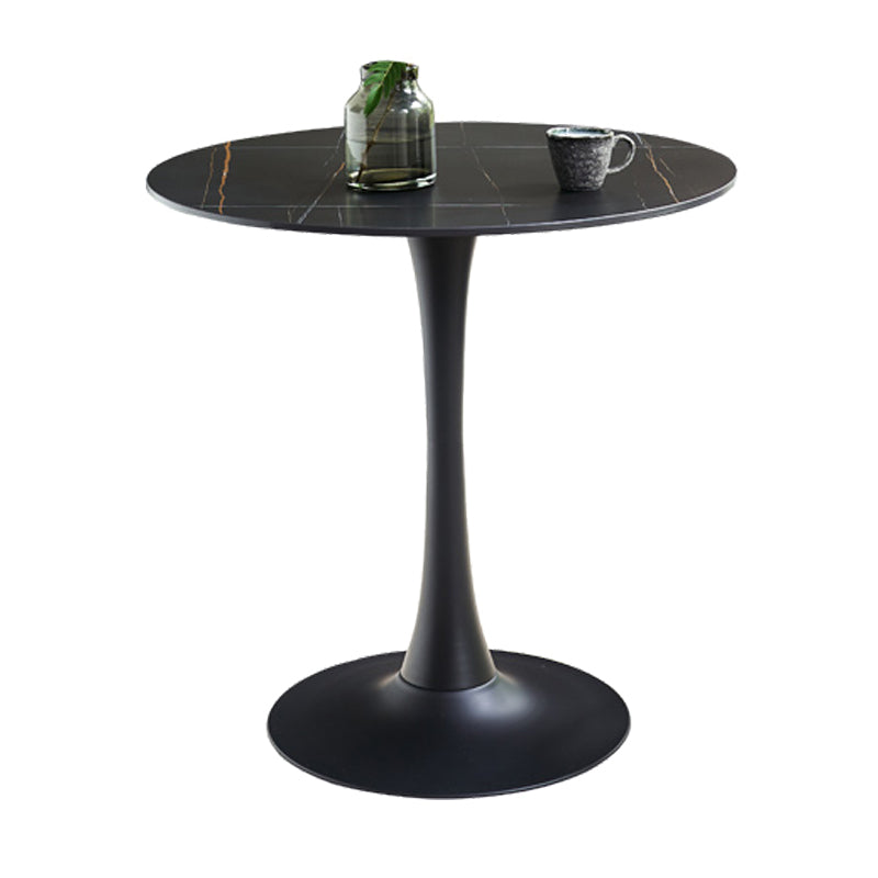 Simplicity ronde eettafel van gesinterde stenen tafel met zwarte tulponderstel