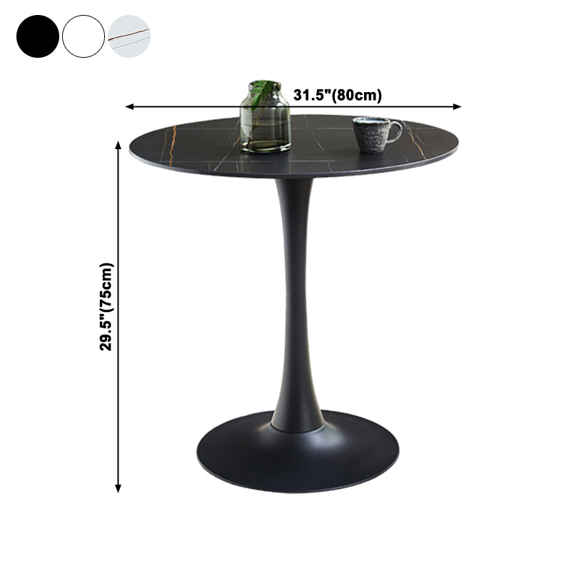 Simplicity ronde eettafel van gesinterde stenen tafel met zwarte tulponderstel
