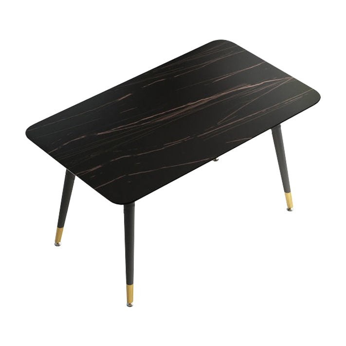 Rechthoek traditionele luxe eettafel gesinterde stenen tafel met 4 zwarte benen