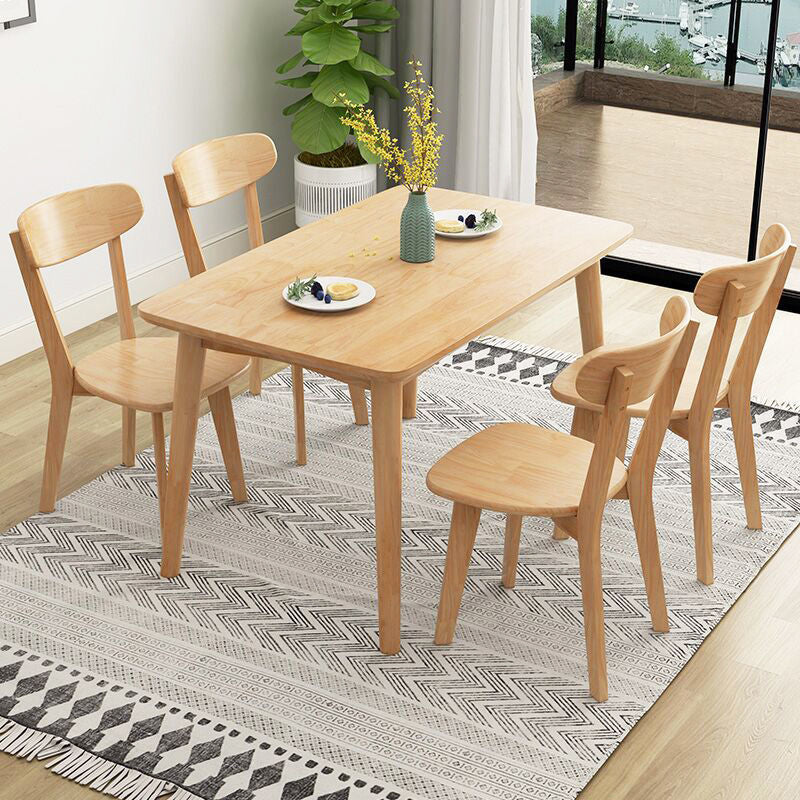 Eenvoud rechthoek eettafel eiken vaste houten tafel met 4 poten voor eetkamer
