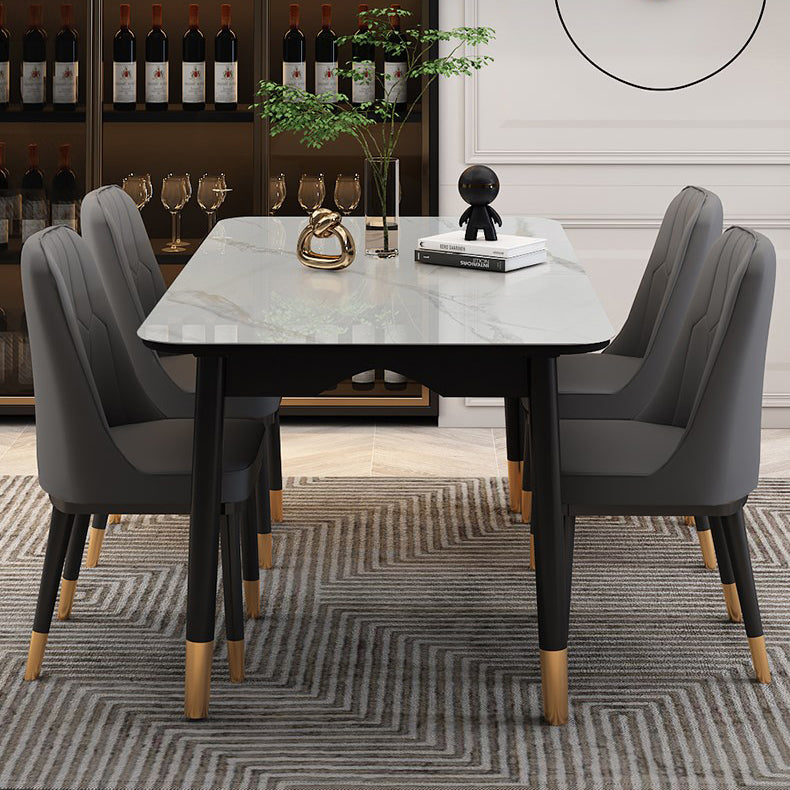 Mesa de comedor de lujo tradicional Mesa de piedra sinterizada con 4 piernas negras para el comedor