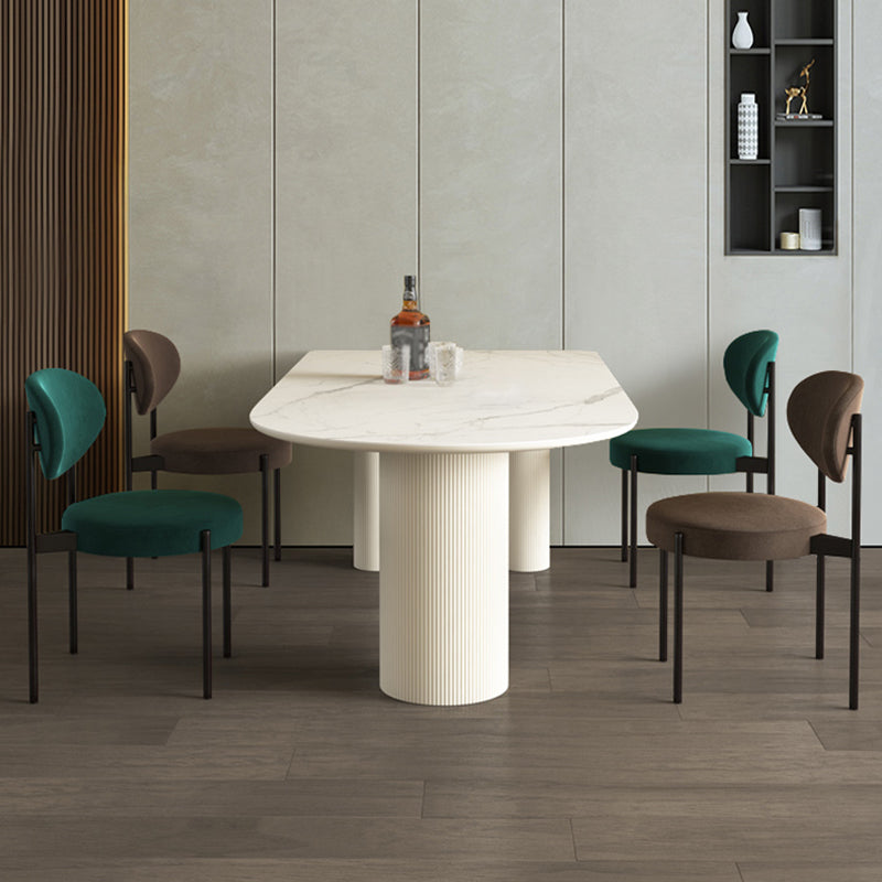 Simplicity Style Sintered Stone Dining Table 3 Legs Base 55" Wide Freeform Table for Home