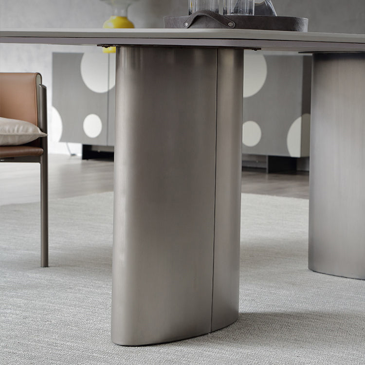 Metaal traditionele luxe rechthoek binnen tafel gesinterde stenen tafel voor eetkamer en keuken
