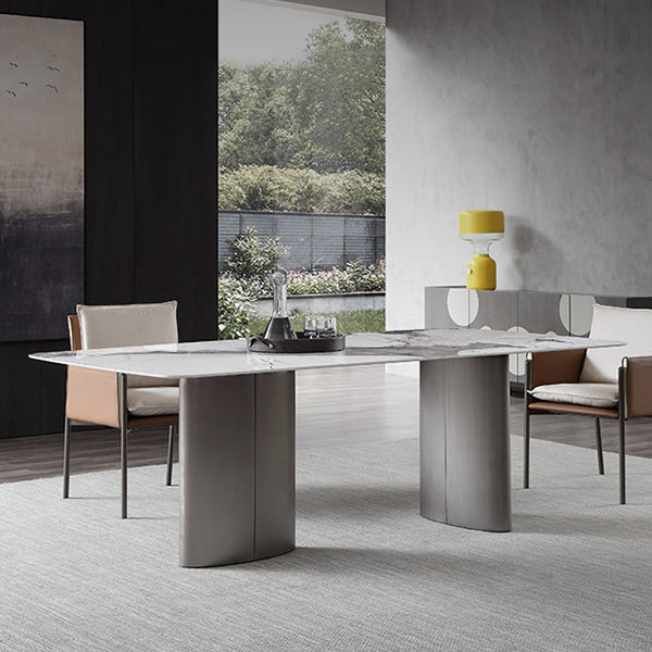 Metaal traditionele luxe rechthoek binnen tafel gesinterde stenen tafel voor eetkamer en keuken