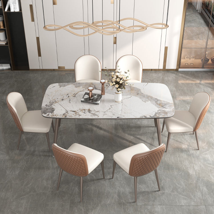 Luxusstil Home Sintered Stone Esstisch 4 Beine Basis Rechtecktisch
