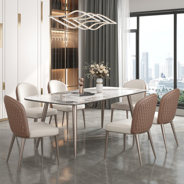 Luxusstil Home Sintered Stone Esstisch 4 Beine Basis Rechtecktisch