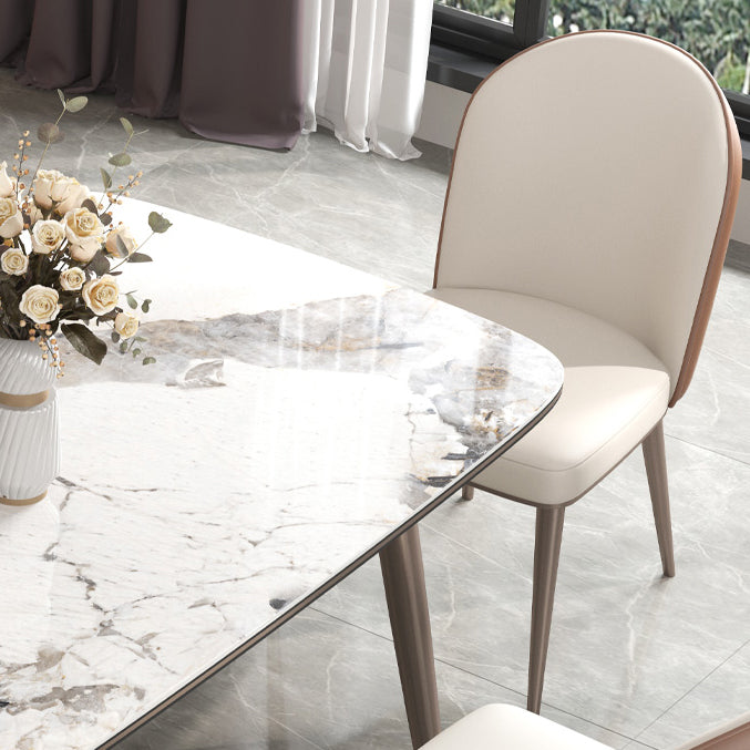 Luxusstil Home Sintered Stone Esstisch 4 Beine Basis Rechtecktisch