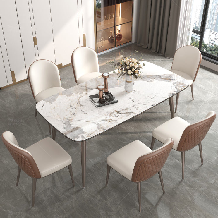 Luxusstil Home Sintered Stone Esstisch 4 Beine Basis Rechtecktisch