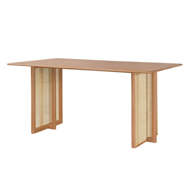 Glam Rectangle Shape Solid Wood Dining Table Khaki Standard Dining Table for Kitchen